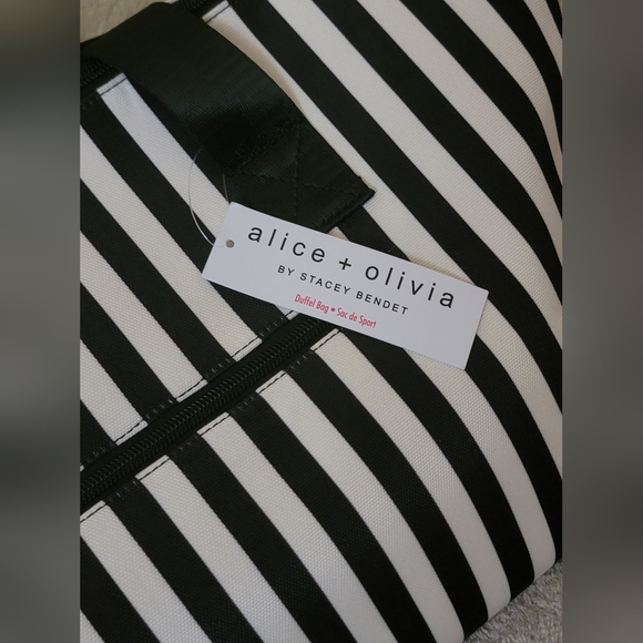 Alice +Olivia Black and White Striped Tote Bag New With Tag - Picture 5 of 11